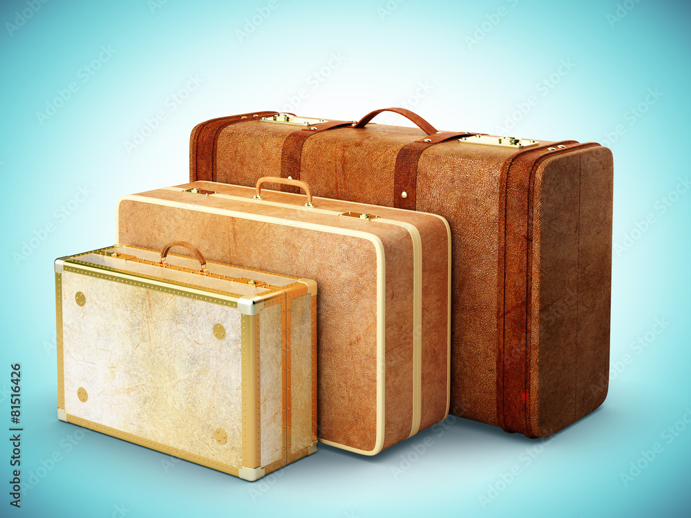 三个棕色手提箱