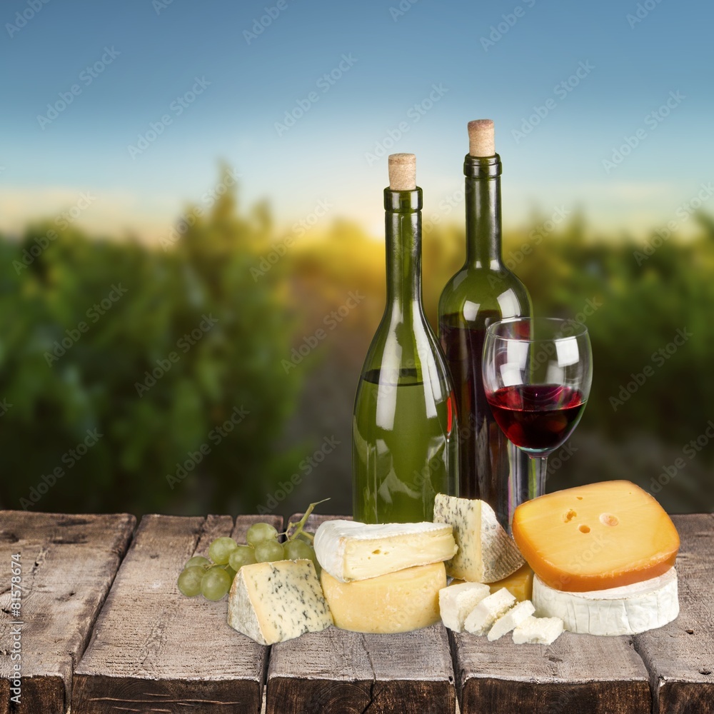 Wine. Wine and cheese
