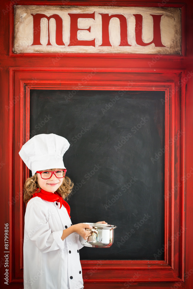 Child chef cook. Restaurant business concept