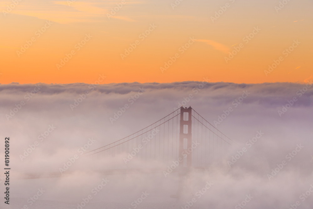 旧金山金门大桥低雾
