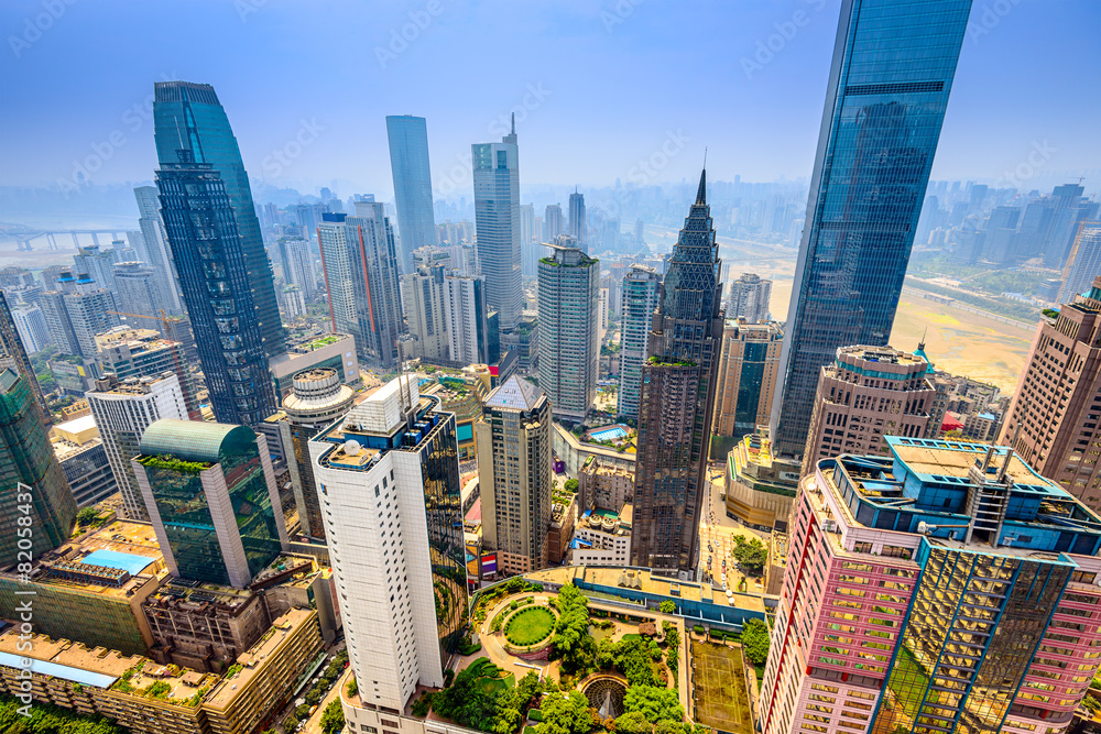 中国重庆摩天大楼城市景观。