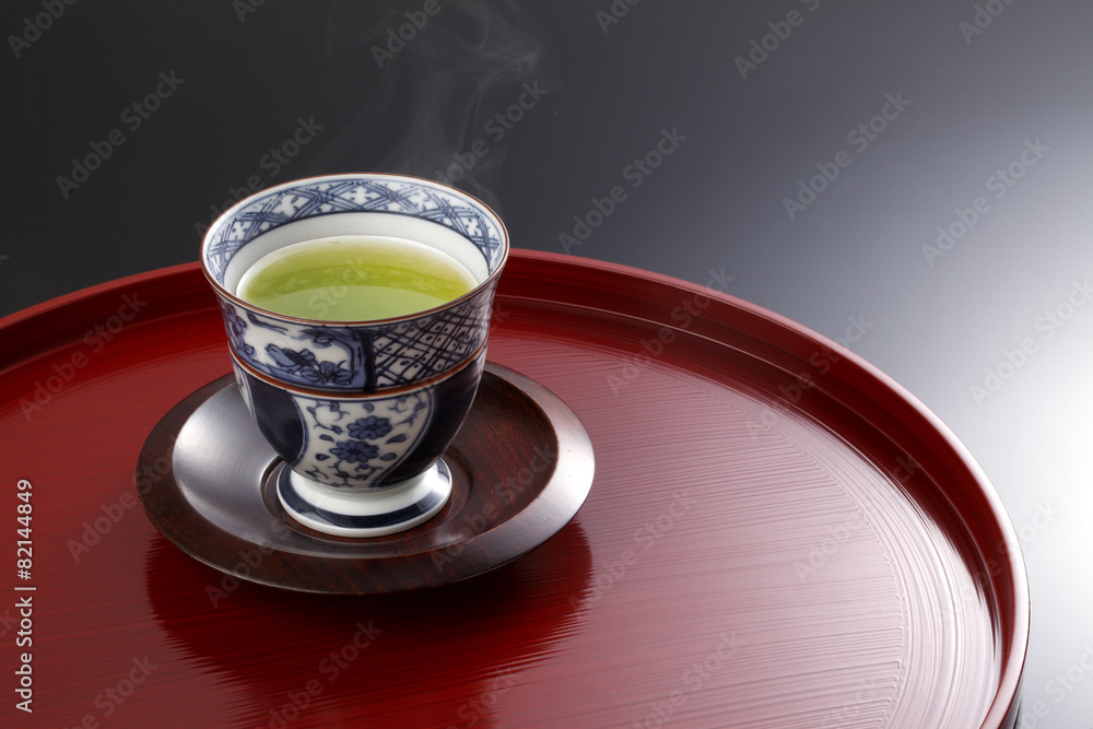 Japanese green tea in porcelain cup　