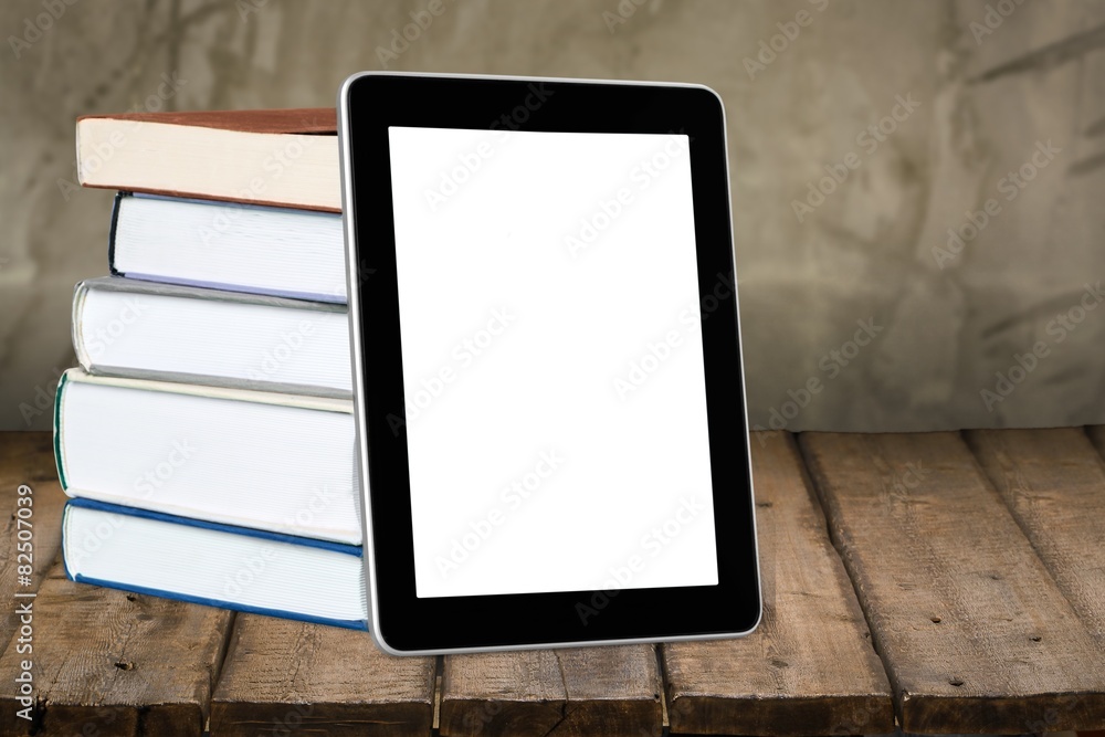 Book. Tablet pc with books
