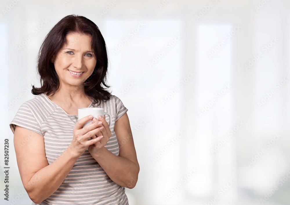 Women. Woman Enjoying Hot Drink