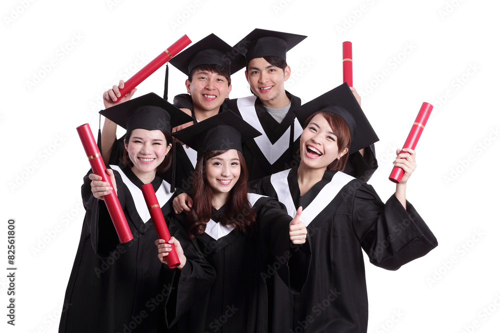 group of happy graduates student