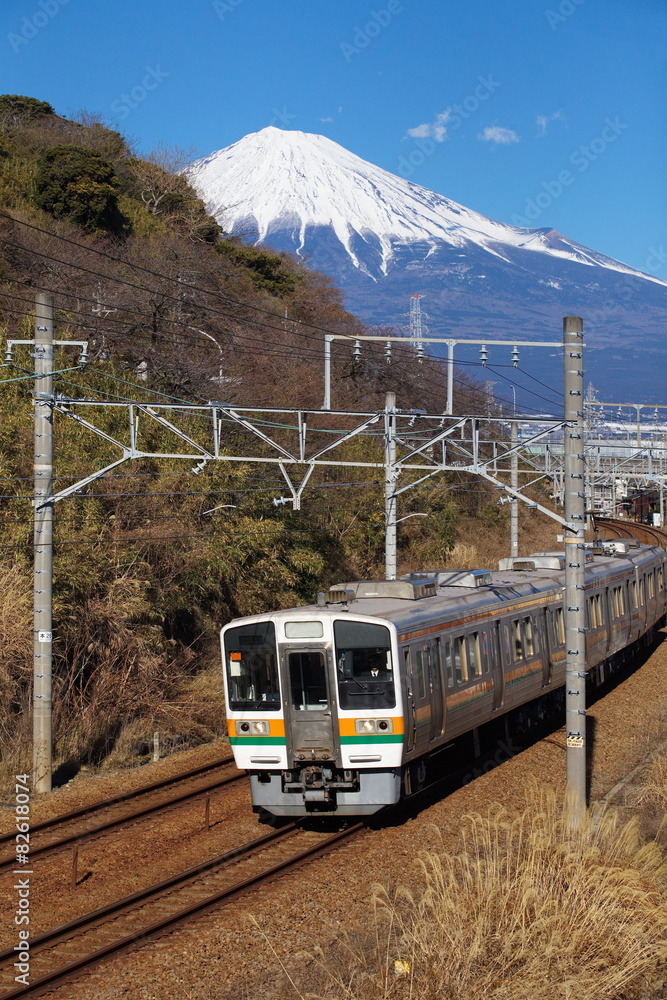 富士山和静冈出发的冬季列车