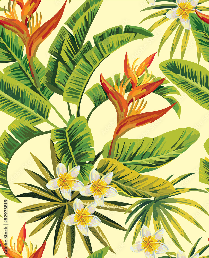 tropical exotic flowers and plants  pattern