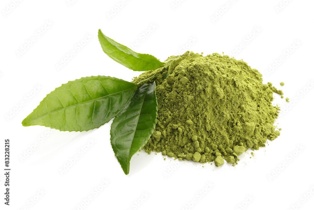 抹茶/绿茶粉和新鲜绿茶叶