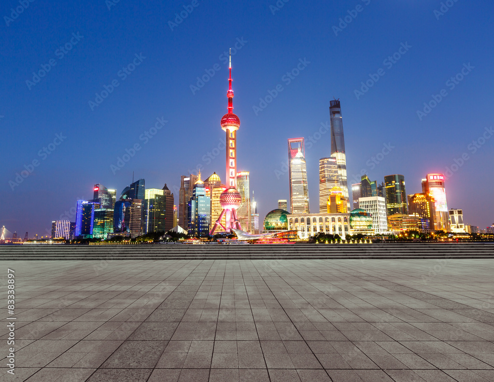 The square in front of the modern building in Shanghai，china