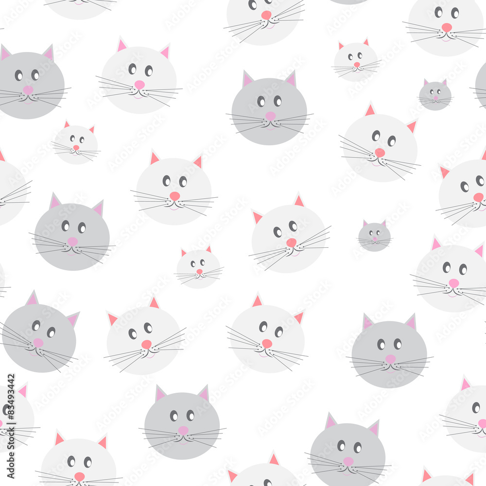 Cat无缝图案背景矢量插图