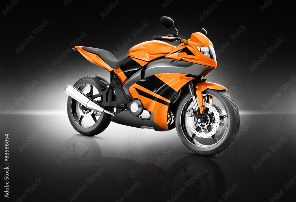 摩托车摩托车骑手当代橙色