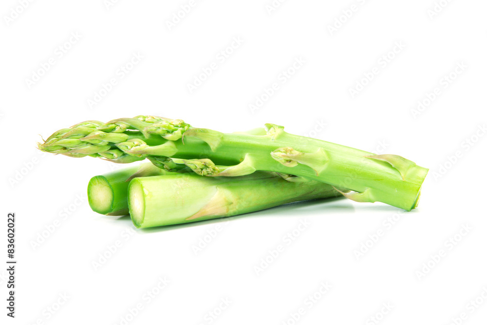 sliced or cutting Asparagus on white background