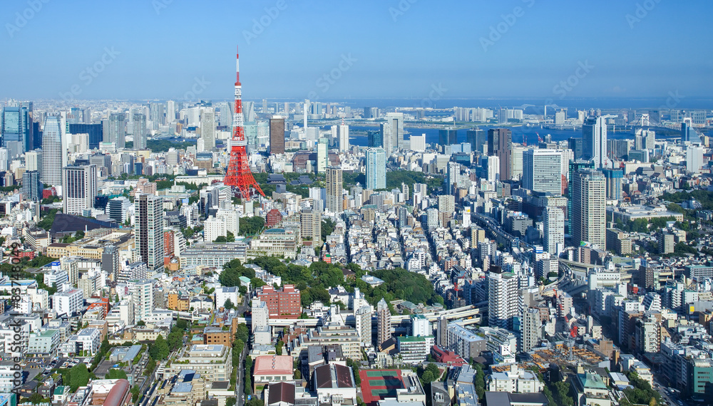 Tokyo city view and Tokyo landmark Tokyo Tower.
