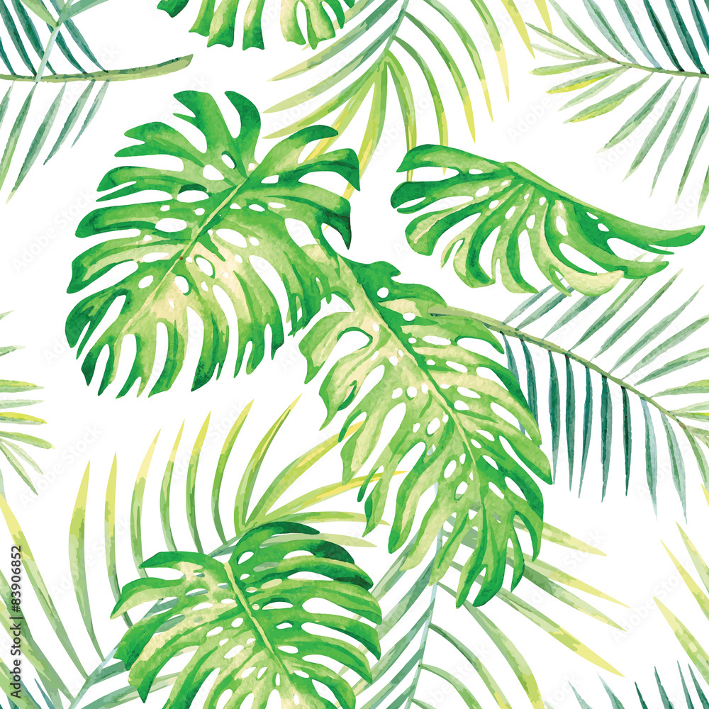 热带植物水彩图案