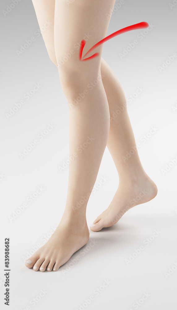 Gambe donna con freccia rossa ginocchio