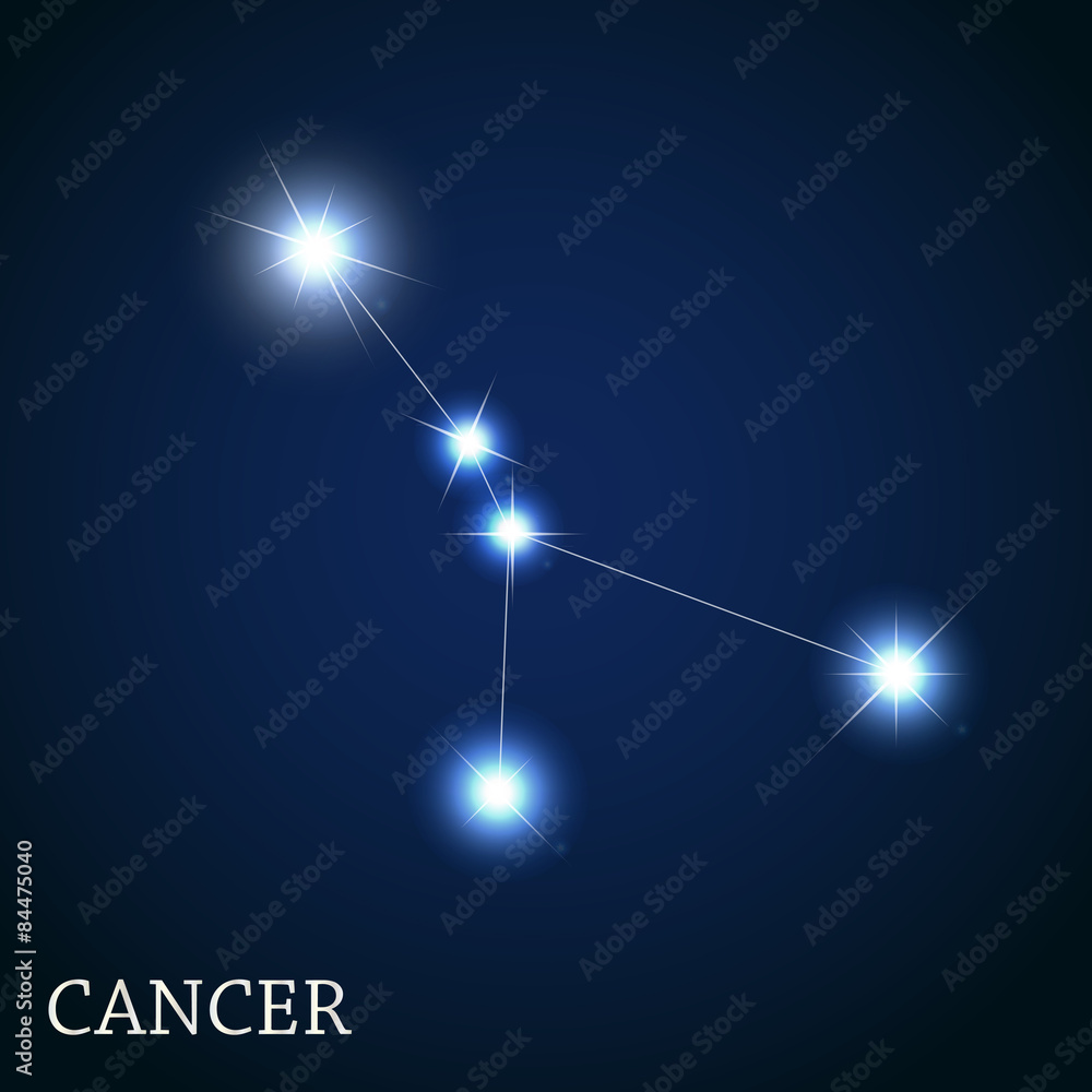 美丽明亮恒星的癌症星座矢量图