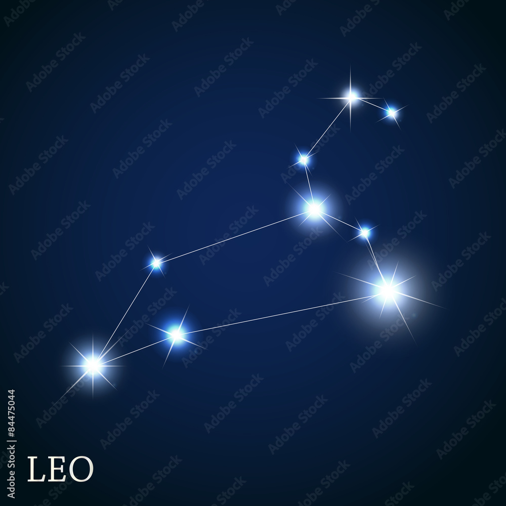狮子座美丽明亮恒星的星座矢量插图