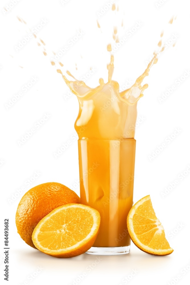 橙汁，果汁，飞溅。