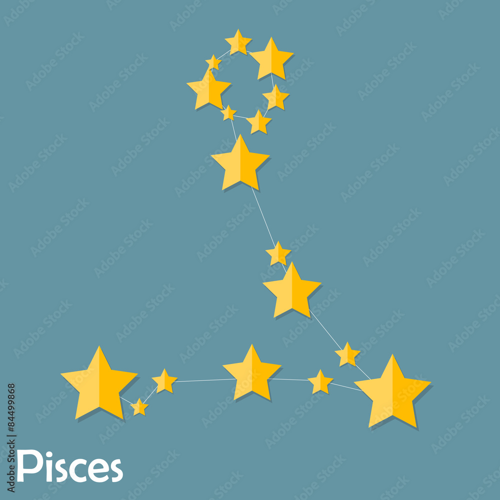 Pisces Zodiac Sign of the Beautiful Bright Stars Vector Illustra