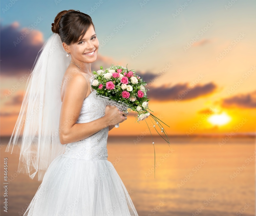 新娘，婚礼，花束。