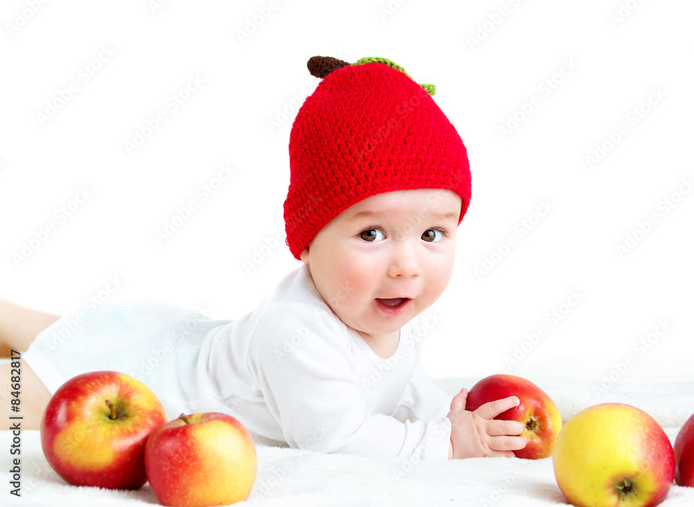 seven month old baby with apples