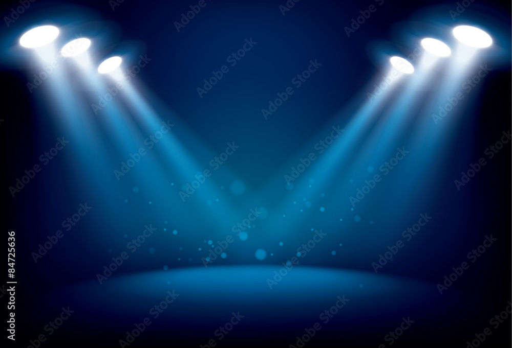 Illuminated stage with scenic lights vector background