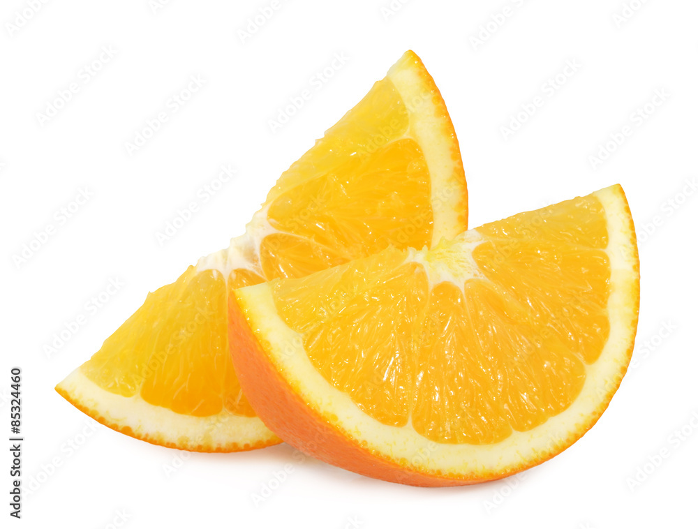 白色隔离的橙色切片