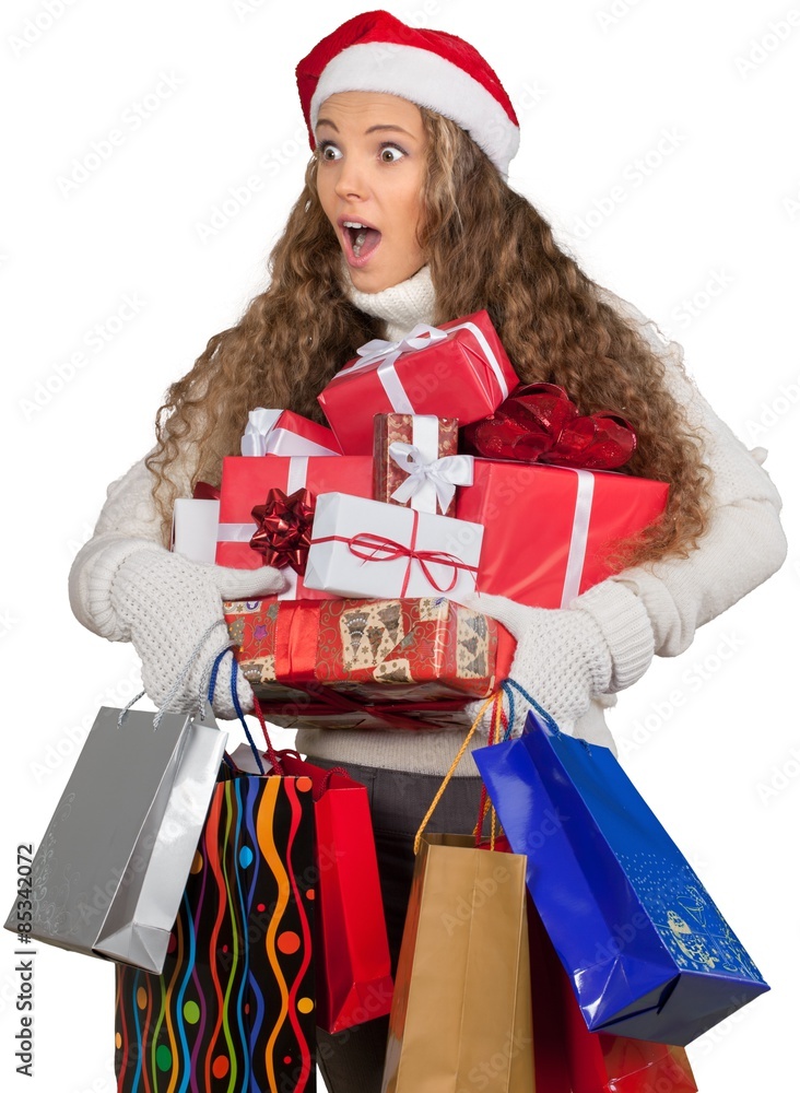 圣诞节，购物，女人。