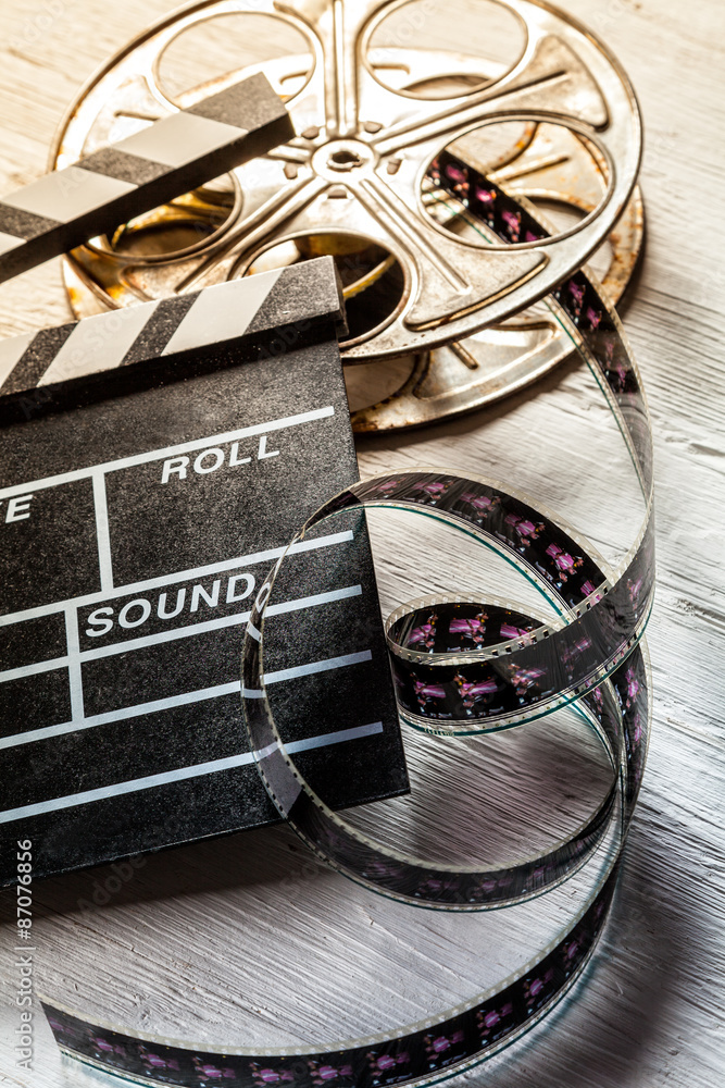 Film camera chalkboard and roll