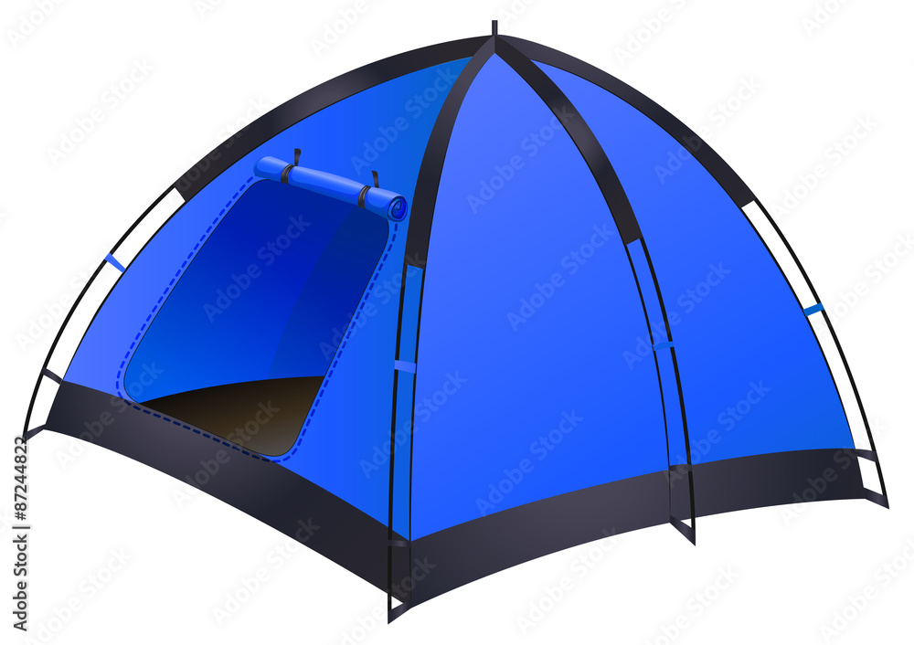 白色蓝色露营帐篷