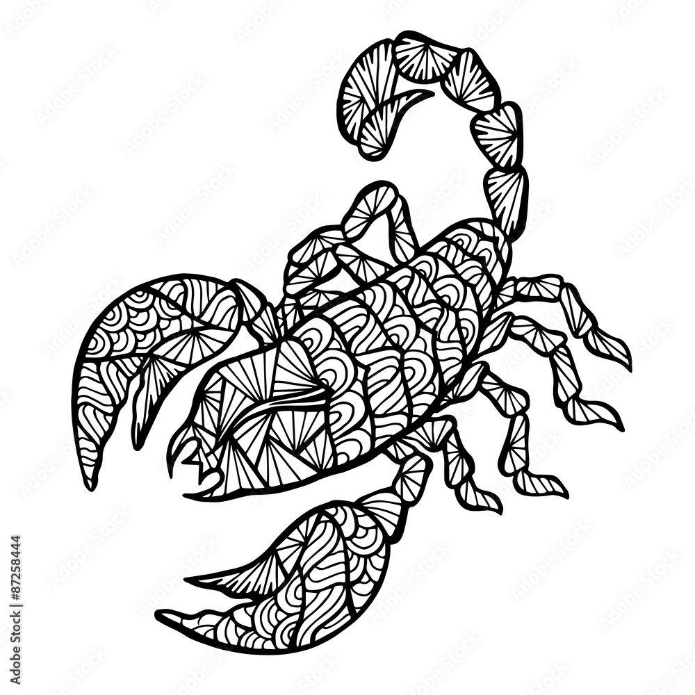 样式化矢量Scorpion，zentangle