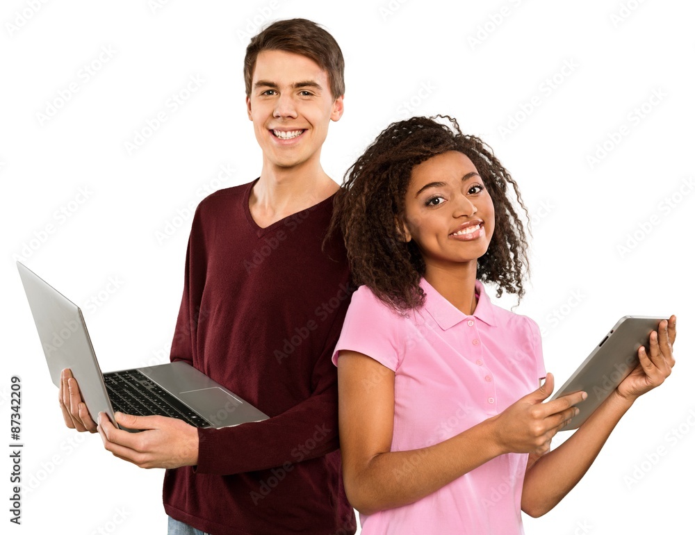 青少年，学生，笔记本电脑。