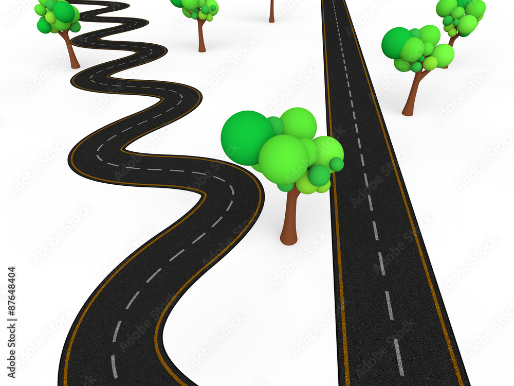 3d zigzag vs straight road