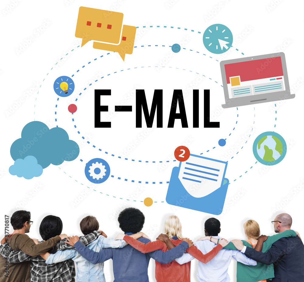 电子邮件全球通信连接技术概念