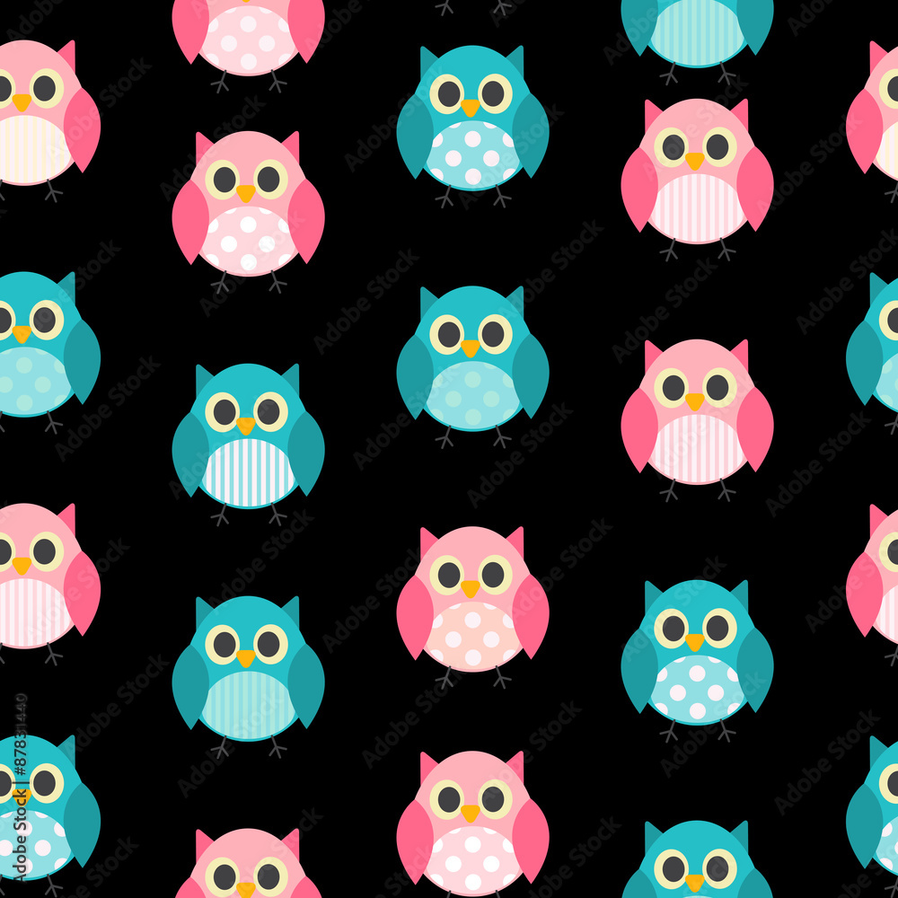 Owl Seamless Pattern Background Vector Illustration