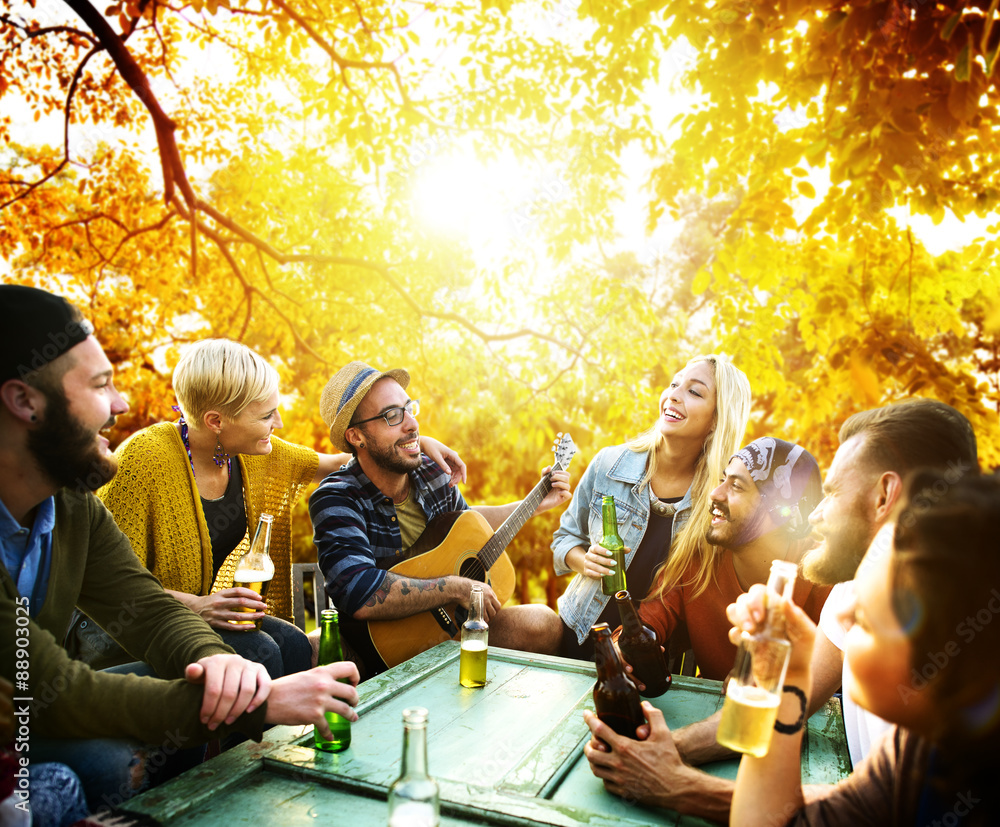 Diverse People Friends Hanging Out Happiness Concept