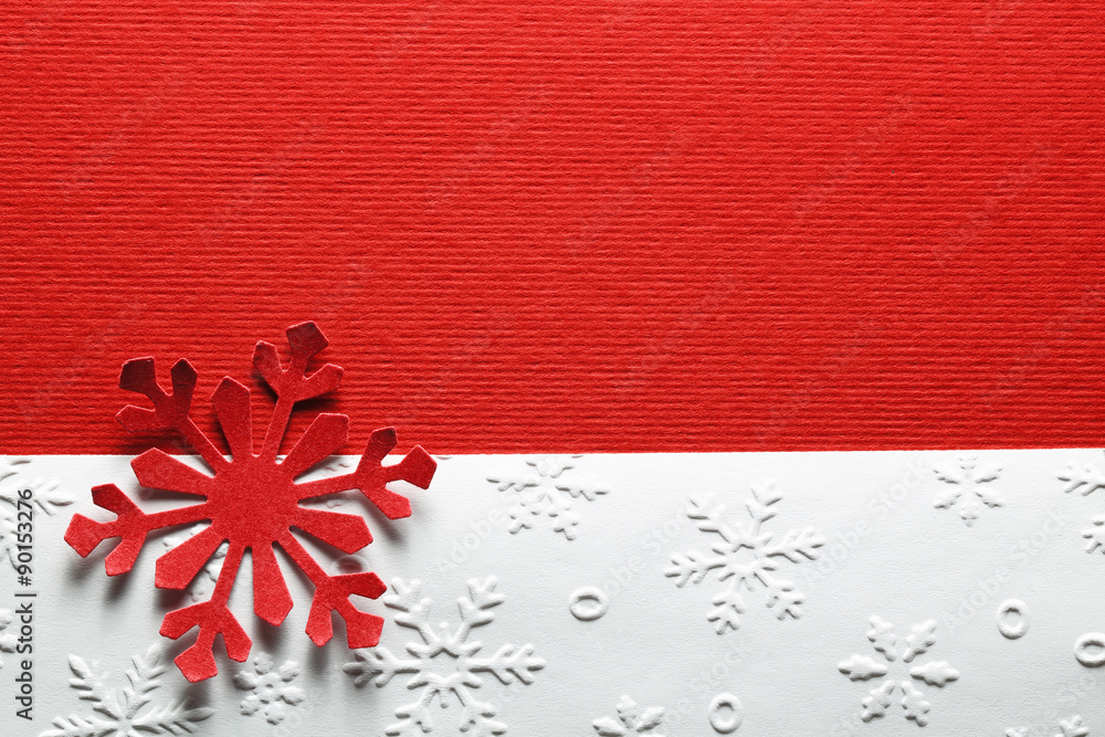 Red paper textured snowflake