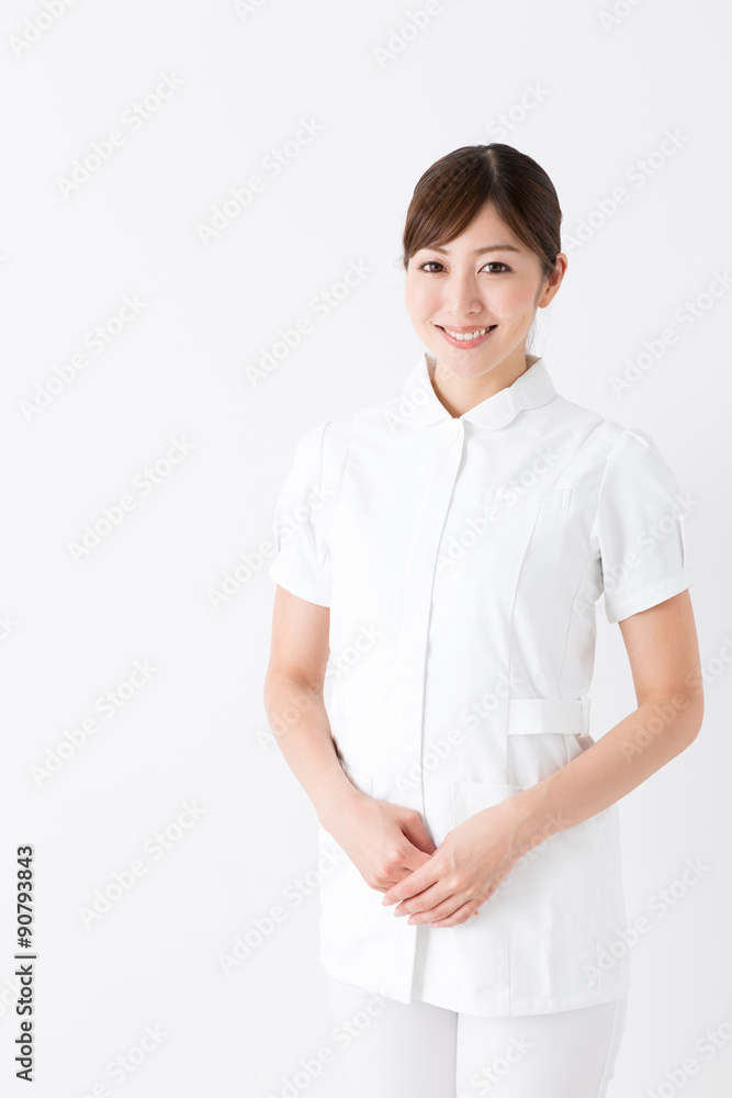 young asian nurse isolated on white background