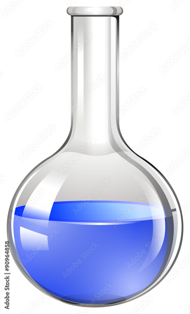 玻璃烧杯中的蓝色液体
