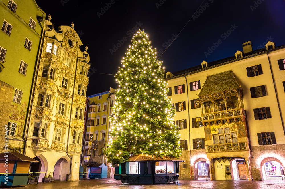 Christmas tree in the city centre of Innsbruck - Austria