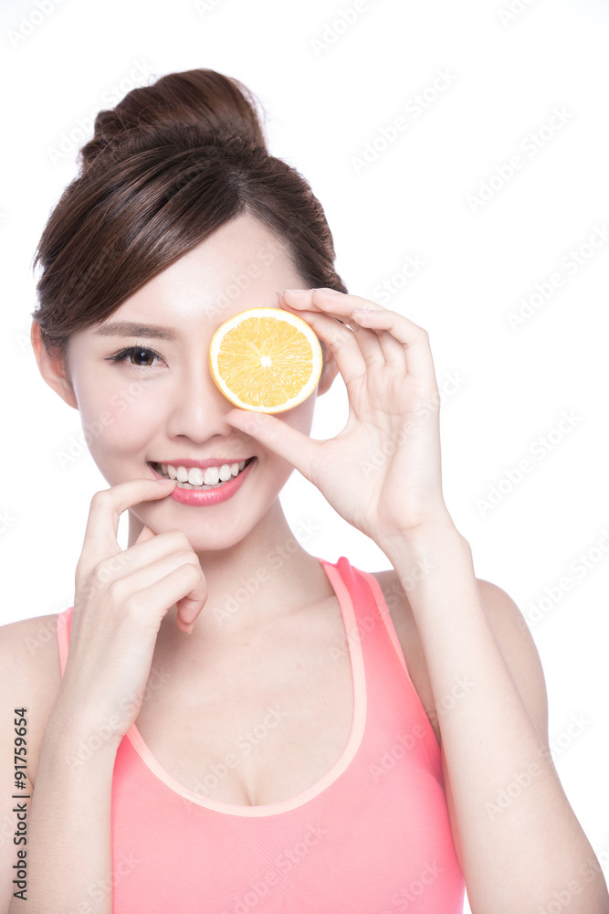 Woman show orange benefit health