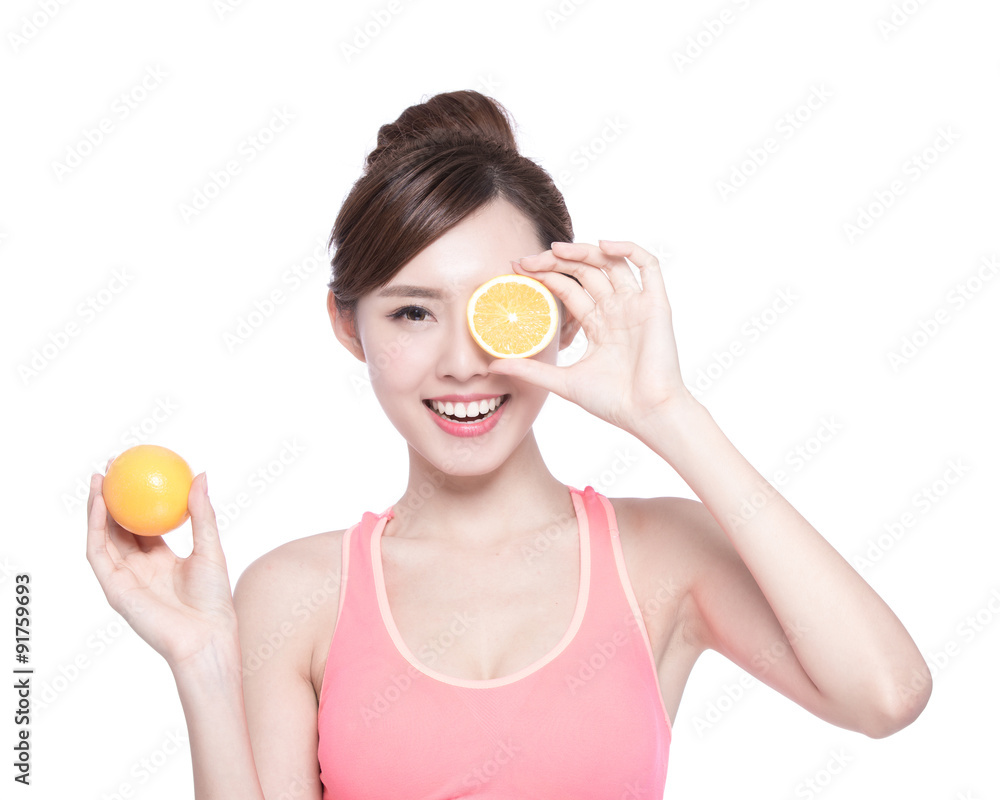 Woman show orange benefit health
