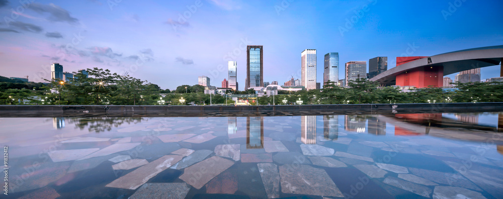 skyscrapers by the water of Shenzhen