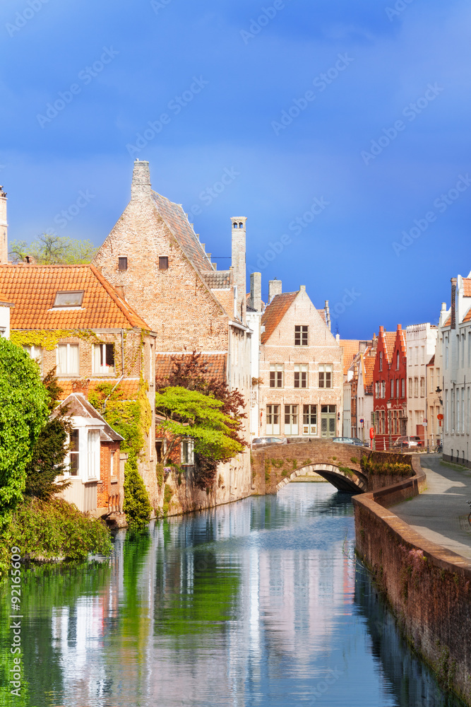Sint-Annarei canal view during summer, Bruges