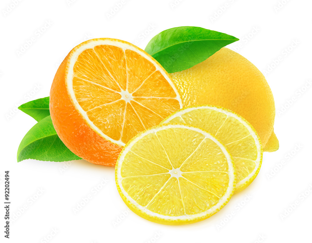 Cut orange and lemon
