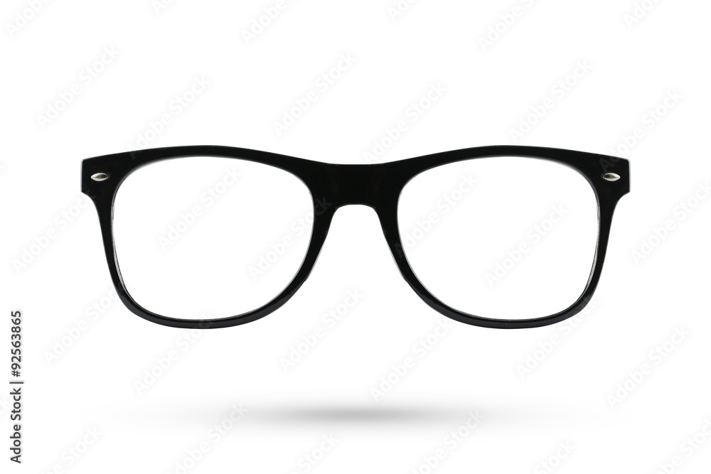 白色背景上隔离的时尚眼镜式塑料框架