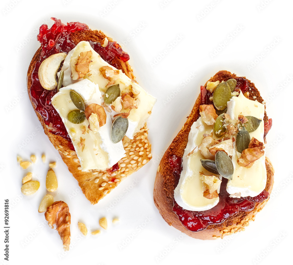 toasted bread with jam and brie
