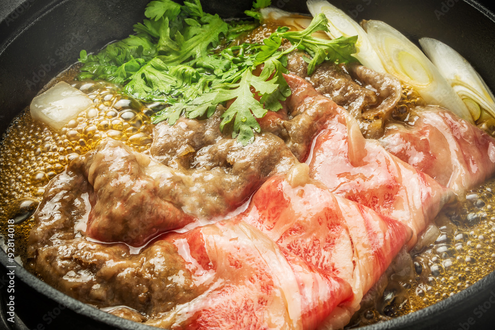 高級和牛ですき焼き Sukiyaki of high-quality Japane beef