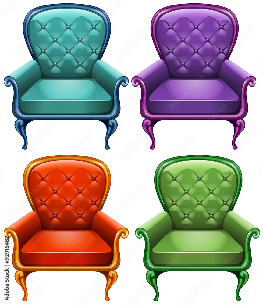 Four color of armchairs