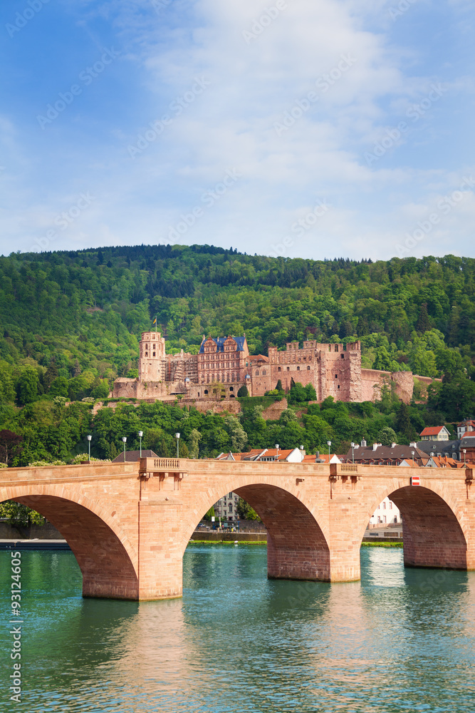 Alte Brucke bridge and Heidelberg castle view